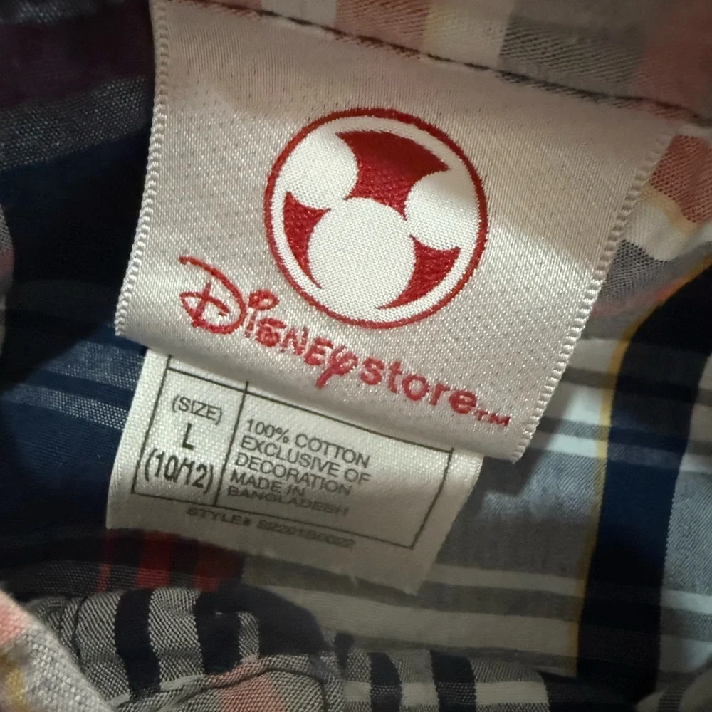 Disney Cars Lightning McQueen Plaid Button Down Shirt L 10/12 Casa Della Tires